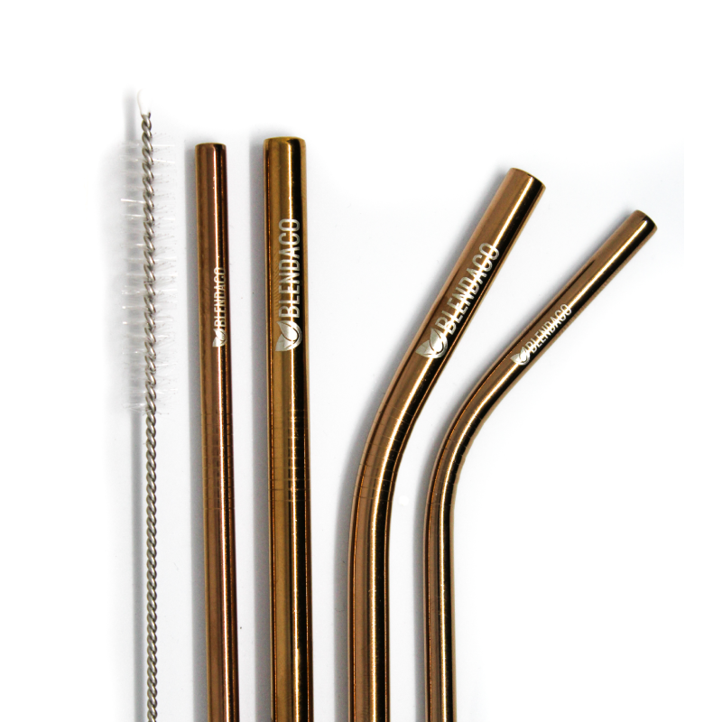 Rose Gold Metal Straw Set - Blendaco