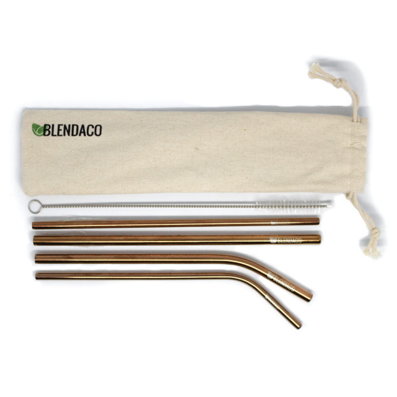 Rose Gold Metal Straw Set - Blendaco